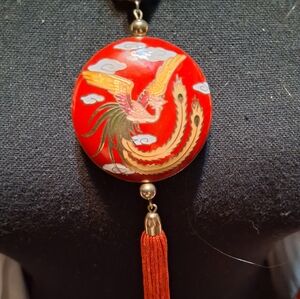 Elegant Red Phoenix Pendant Necklace